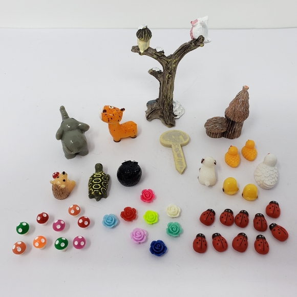 Fairy Garden Tree Cottage Ducks Turtle Elephant Giraffe Sign Lot - Picture 3 of 12